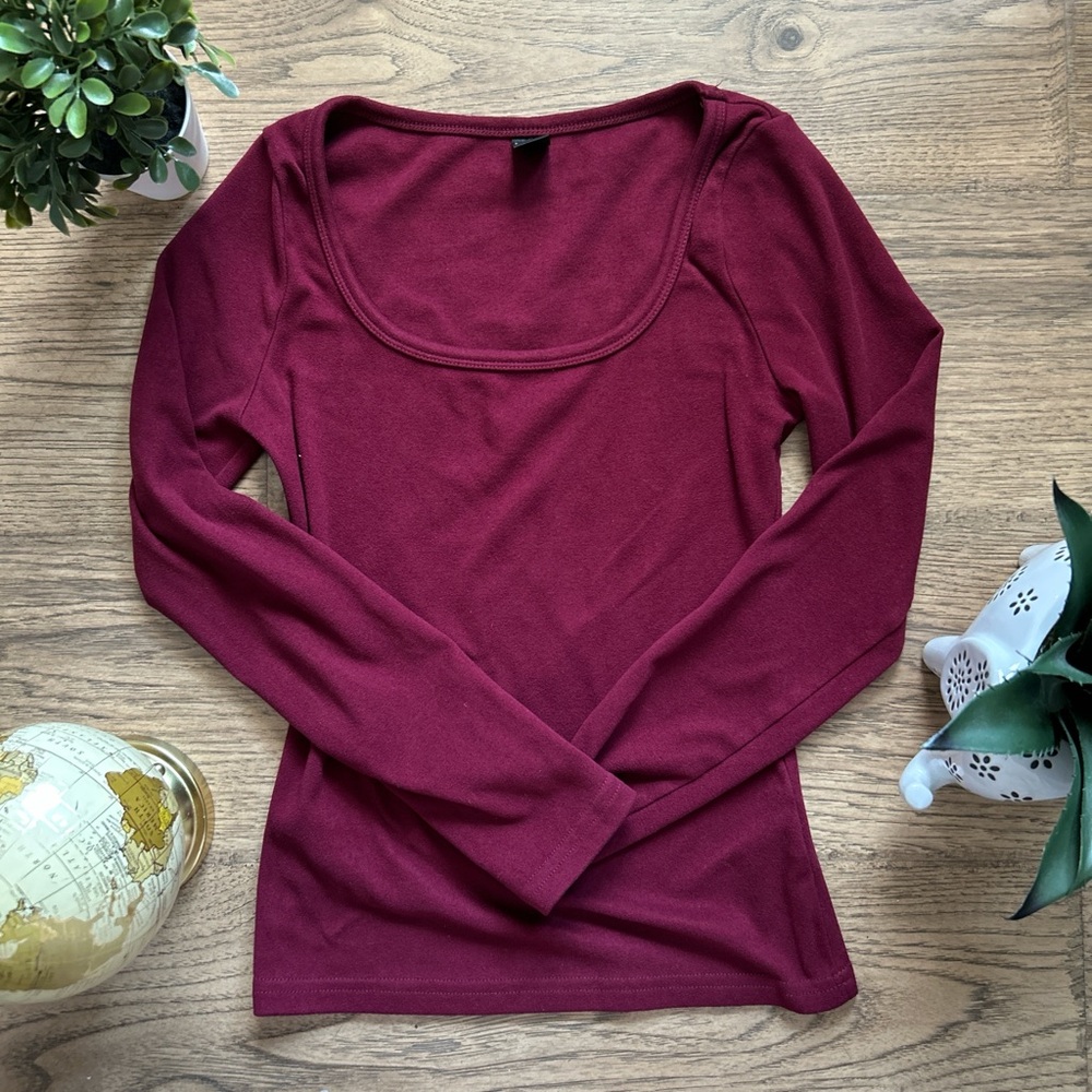 Red Fitted Bodysuit Blouse